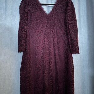 Elegant Burgundy Lace Dress